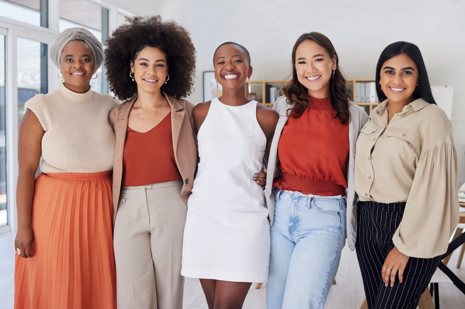 Diverse group of empowered women standing together